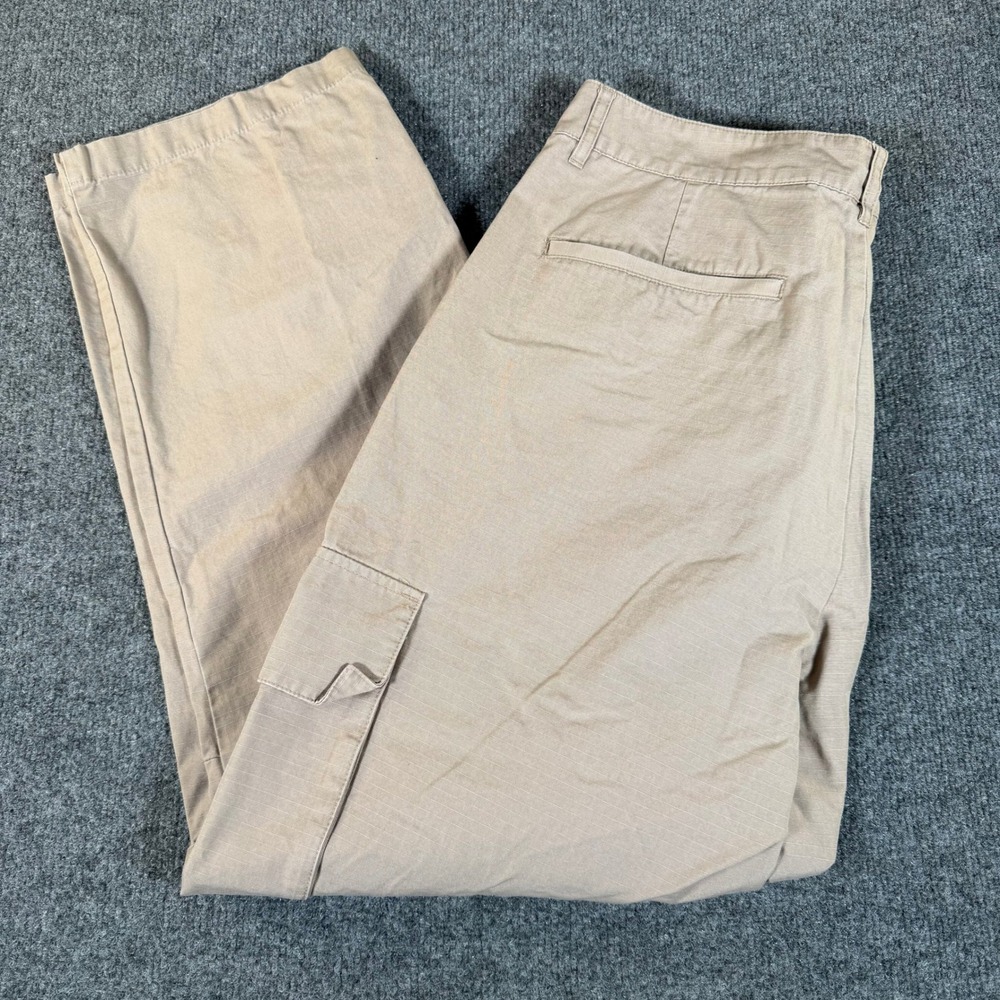 Alo Yoga Mens Cargo Pants 34R Tan Khaki Ripstop Cotton Straight Leg 3637